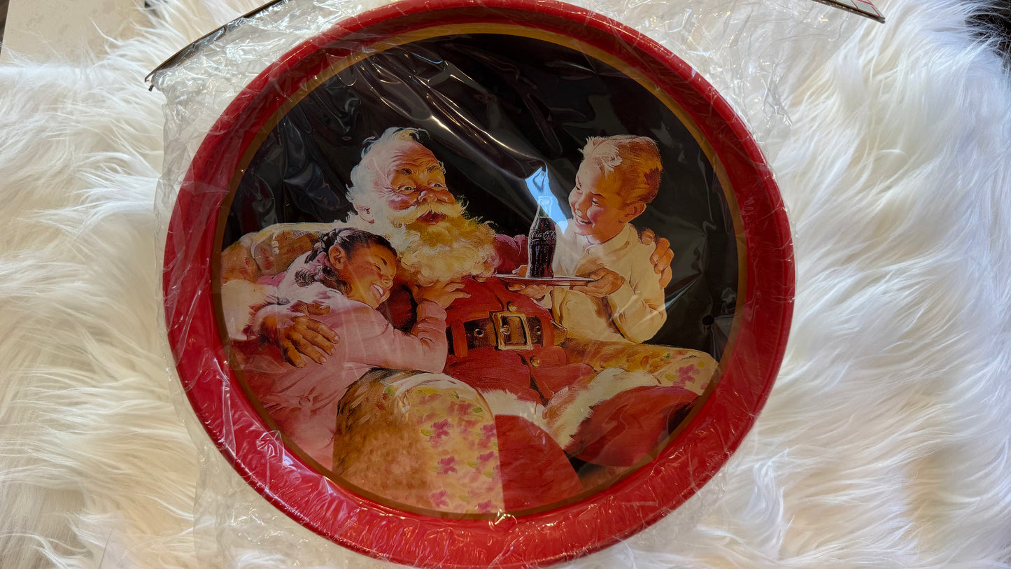 Vintage Coca-Cola Santa Claus Christmas Metal Tray – Santa & Children – Original Packaging