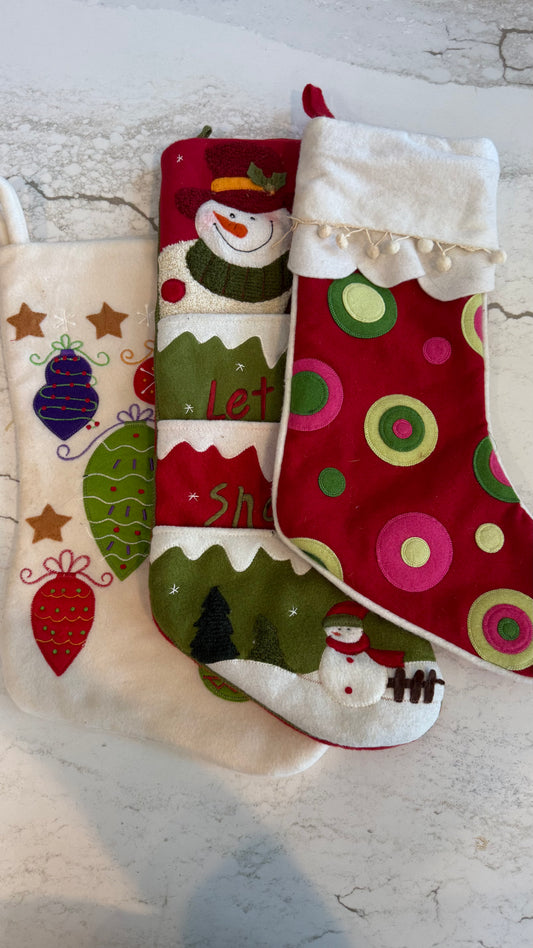 Three (3) Decorative stockings ￼
