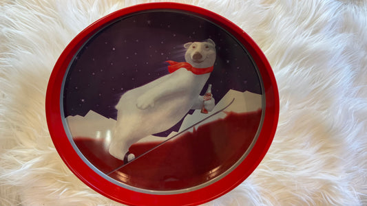 Used Vintage Coca-Cola Polar Bear Winter Sports Round Tray