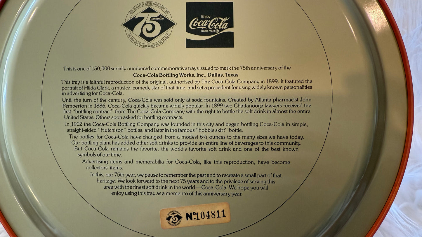 Used Vintage Coca-Cola 75th Anniversary Dallas, Texas Commemorative Tray – #104811 of 150,000